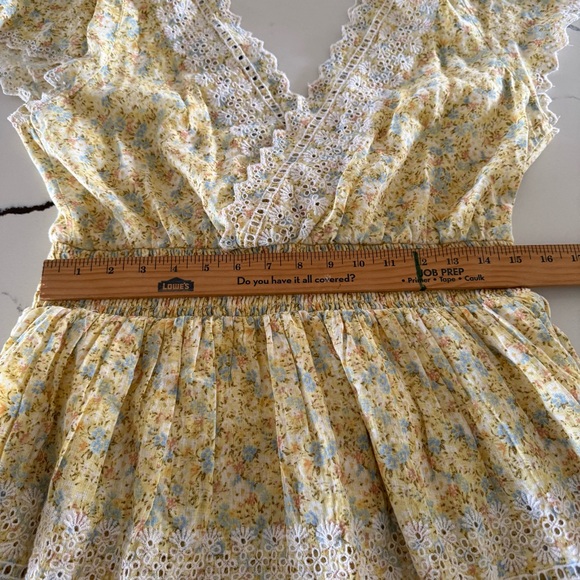American Eagle Cottage Ruffle Yellow Floral dress - Picture 5 of 6